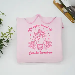 All Lights Turned Off Can Be Turned On Embroidered Hoodie | Positive Mental Health Sweatshirt | Wildflowers Hoodie | Music Lover Gift