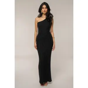 Black Fringe Knit Maxi Dress