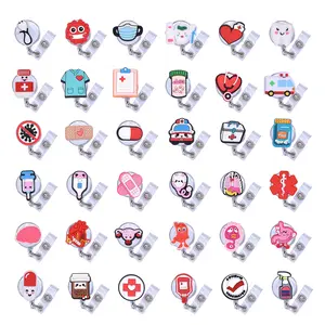 Glitter Ghost Pumpkin Retractable Medical Badge Clip - Cartoon ID Badge Holder with Easy-Pull Mechanism and Lanyard for Work Identification Supplies