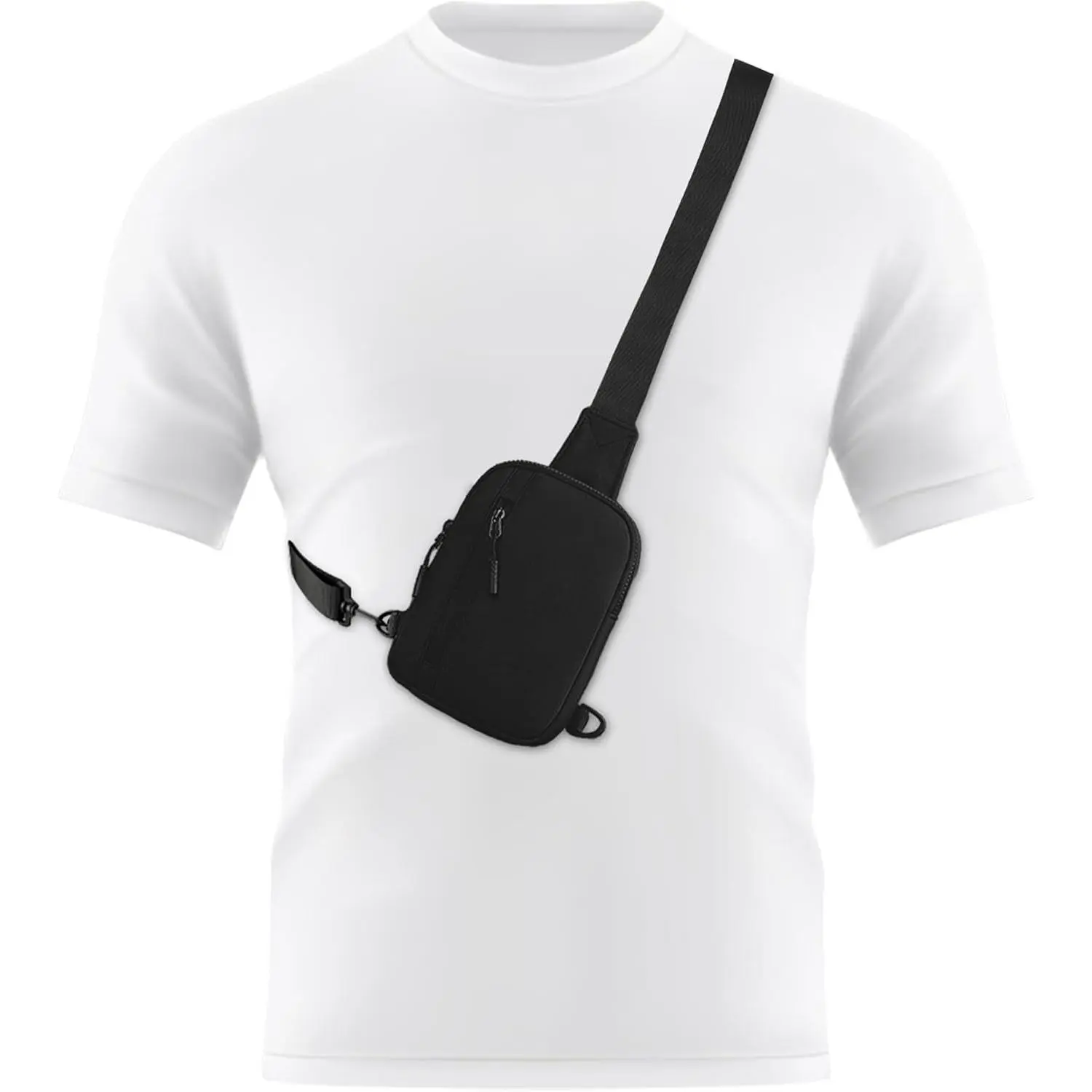 Mens Mini Sling Bag Chest Bag  Bag Women Crossbody Bag Phone Holder with Reversible Strap and Dual Pocket