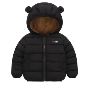 New' & ' Plush Fleece Hooded Jacket with 3D Bear Ears & Zipper Closure - Warm Winter Coat, 100% Polyester, Machine Washable, Cozy Outerwear for Teens & (Autumn & Winter) - Casual Winter Jacket for Everyday & Parties, Winter Coat, Snow Jacket