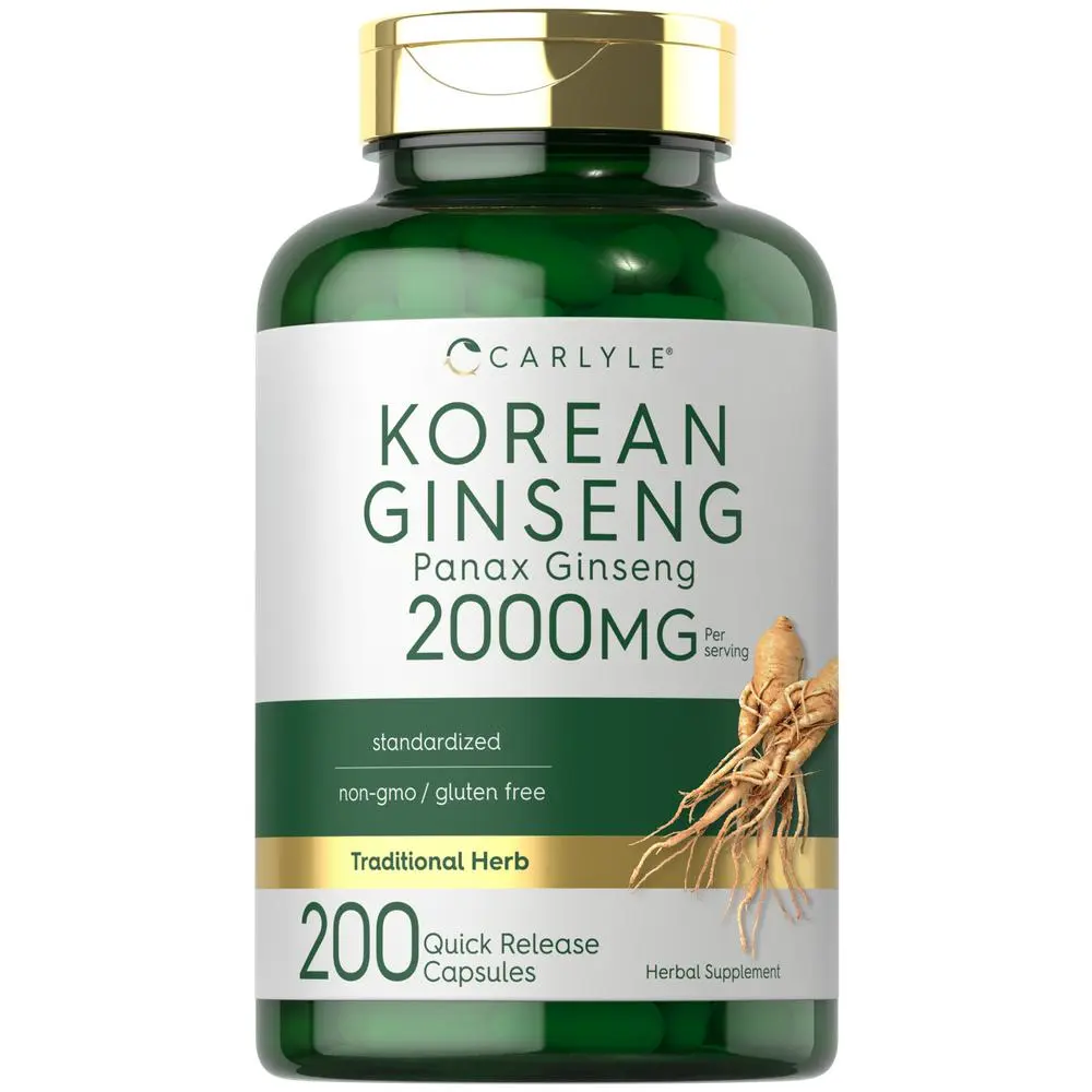 Carlyle Korean Ginseng Extract Capsules 2000 mg | 200 Capsules | Non-GMO and Gluten Free Formula | Standardized Panax Ginseng Supplement Carlyle Korean Ginseng Extract Capsules 2000 mg | 200 Capsules | Non-GMO and Gluten Free Formula | Standardized Panax Ginseng Supplement