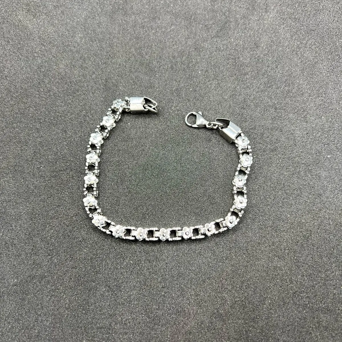 Silver Flower Stainless Steel Chain Bracelet designer bracelet chain bracelet