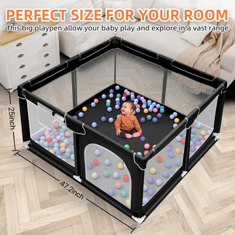 Baby Playpen with Walking Pull Ring, Storage Bag, Indoor and Outdoor Playard, Play Pens for Kid Activity Center, Sturdy Safety Baby Fence with Breathable Mesh for Toddler playpen