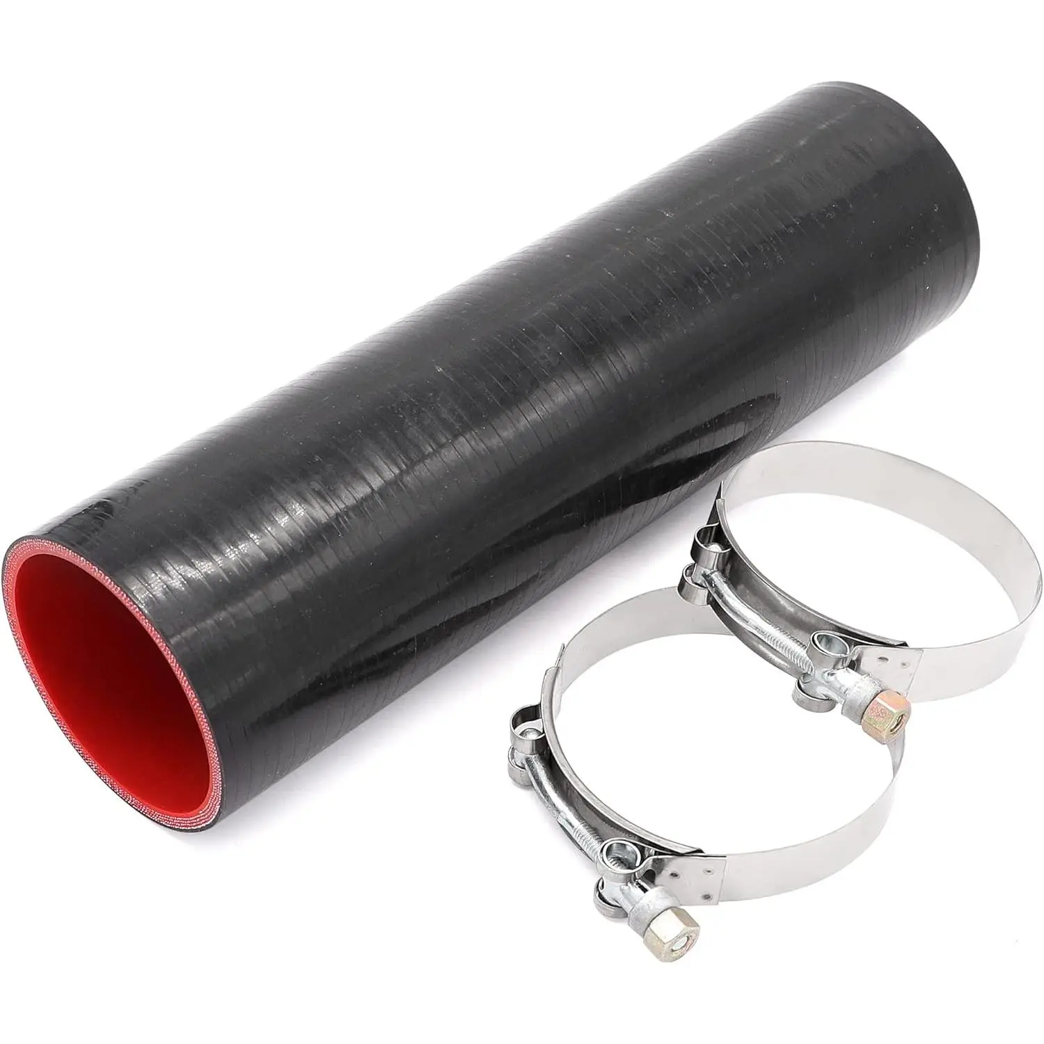 Straight Coupler  Hose 3-Inch ID 12-Length 4-Ply 5MM thickness Air /Turbo/Intercooler Piping Tube with Stainless Steel T-clamps
