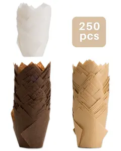 Tulip Muffin Liners, 250 Pcs Cupcake Liners, Grease-Proof Cupcake Wrappers of 3 Colors for Wedding and Birthday