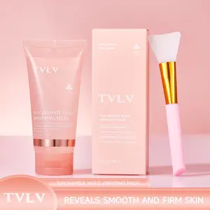 Tvlv Niacinamide Night Wrap Mask Peel off Mask 75ML + Brush X1, Moisturizing Hydrating Nourishing Cleansing Evening Care Overnight Face Mask Set