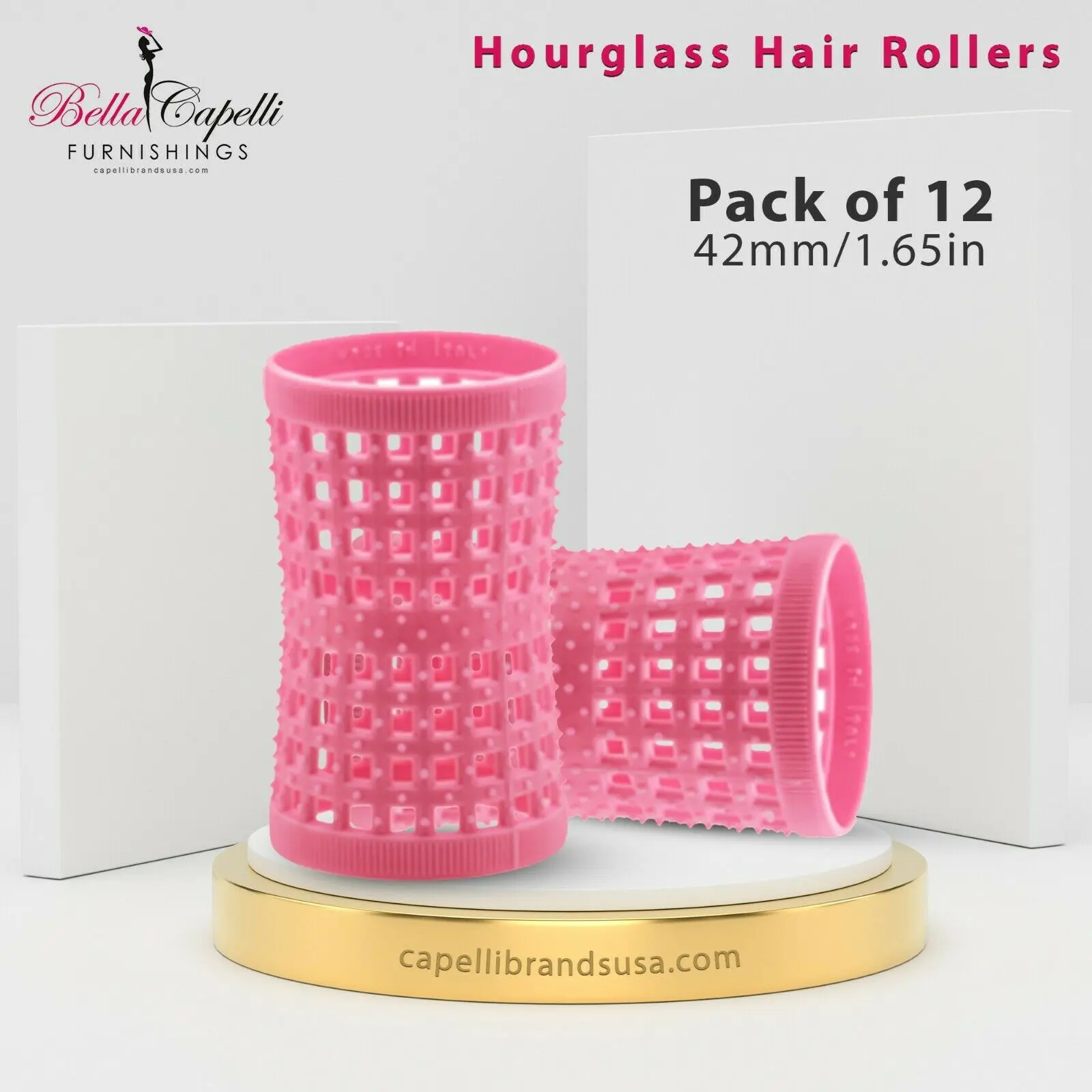 Large Hourglass Rollers – Pink 42mm /1.65in (Pack of 12) Large Hourglass Rollers – Pink 42mm /1.65in (Pack of 12)