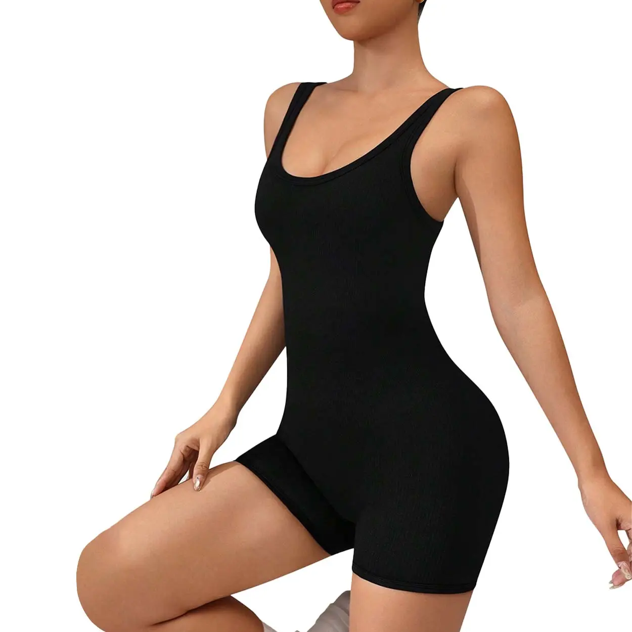 Women's Solid Seamless Fitted Compression Shapewear Bodysuit - Slimming Tummy Control, Butt Lifter, Sexy Backless Style for Body Contouring, Cold Wash Elastane Shaper