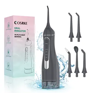 Cordless Water Dental Flosser Teeth Pick: Grey Oral Irrigator 300ML for Teeth Cleaning, Rechargeable Travel Irrigation Cleaner IPX7 Waterproof Electric Flossing Machine C260 Black TikTokShopBlackFriday