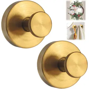 Luxe Hold No Drill Brushed  Suction Cup Hooks for Shower, Bathroom,Removable Heavy Duty Wall Hook for Towel,Luffa,Robe,Wreath,  Glass Door,Window,Tile, Inside Shower(2PCS)