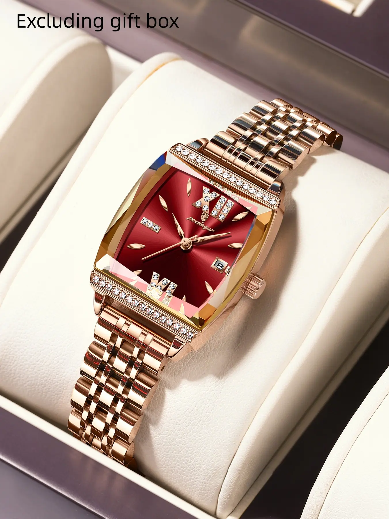 Poedagar Diamond Luxury Watch Ladies High Quality Waterproof Date Ladies Watch Quartz Stainless Steel Watch Ladies Watch + Box Exquisite Watch