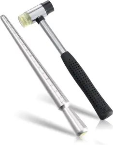 Ring Sizer, Can be Hammered Solid Ring Mandrel and  Rubber Mallet, Ntegrated Conical Solid Ring Mandrel Sizer Tools for Ring Repair and Measurement,  Sizing Measuring