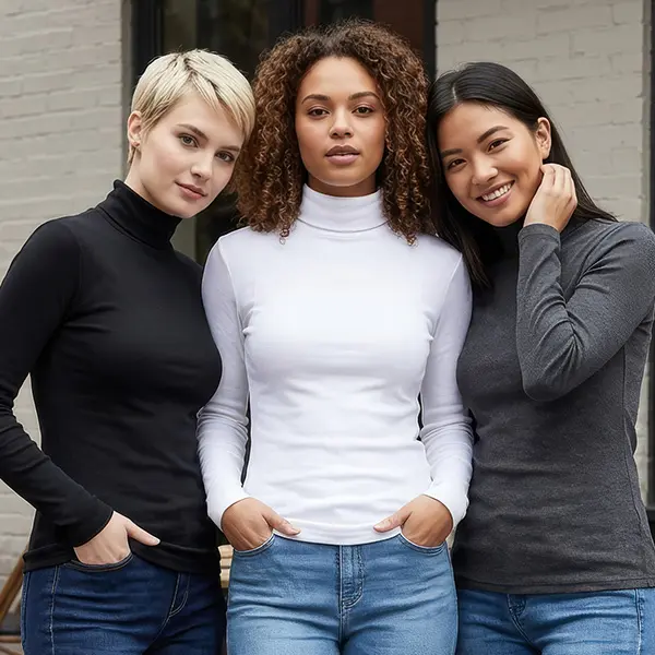 NY Threads Women's Fitted Turtleneck Top - Soft Stretch Long Sleeve Basic Layering Tee for Elegance, Casual, Everyday, Elevated Casual Essential Style