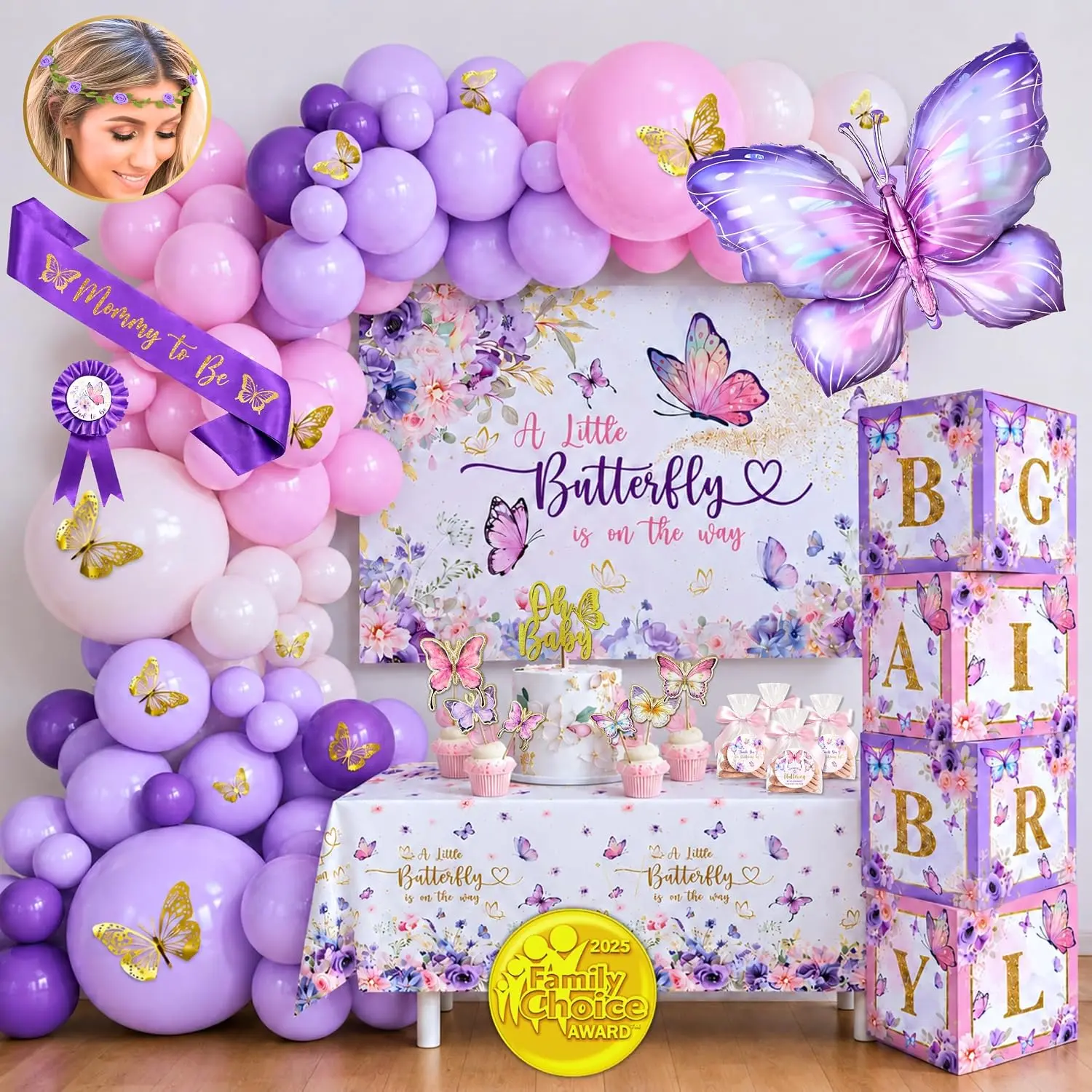Pink & Purple Butterfly Baby Shower Party Decor