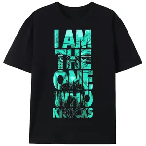 "I Am The One Who Knocks" Breaking Bad Iconic Quote Graphic Print Men's T-Shirt, Retro Cult TV Show Streetwear Casual Short Sleeve Tee for Walter White Fans, Unisex