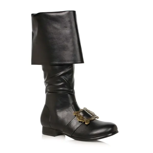 Men's Black Pirate Buckle Boots