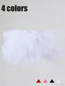 Girls' Six-Layer Sheer Puffy Skirt, Tiered Layer Skirt, Tutu, Tulle Ruffle Skirt, Lightweight Skirts, Perfect for Toddler and Child Dance Wear, Ideal for Play and Performance, Elegant Loose Fit