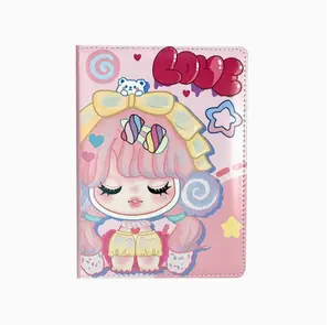 New SP Girl Series A5 Notebook, High-Value Pop Mart Handbook, Cartoon Trendy Leather Hardcover Notebook