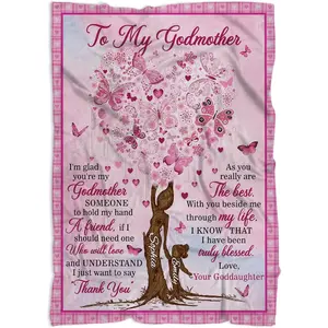 Godmother Gifts from Godchild, to My Godmother Throw Blanket, Baptism Gift for God Mother from Godson Goddaughter, God Mother Gift for Women Friends Sister Her on Mothers Da