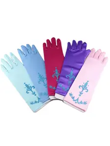 Multi-color ice and snow print ceremonial gloves, satin material, versatile wrist accessory for women's daily wear