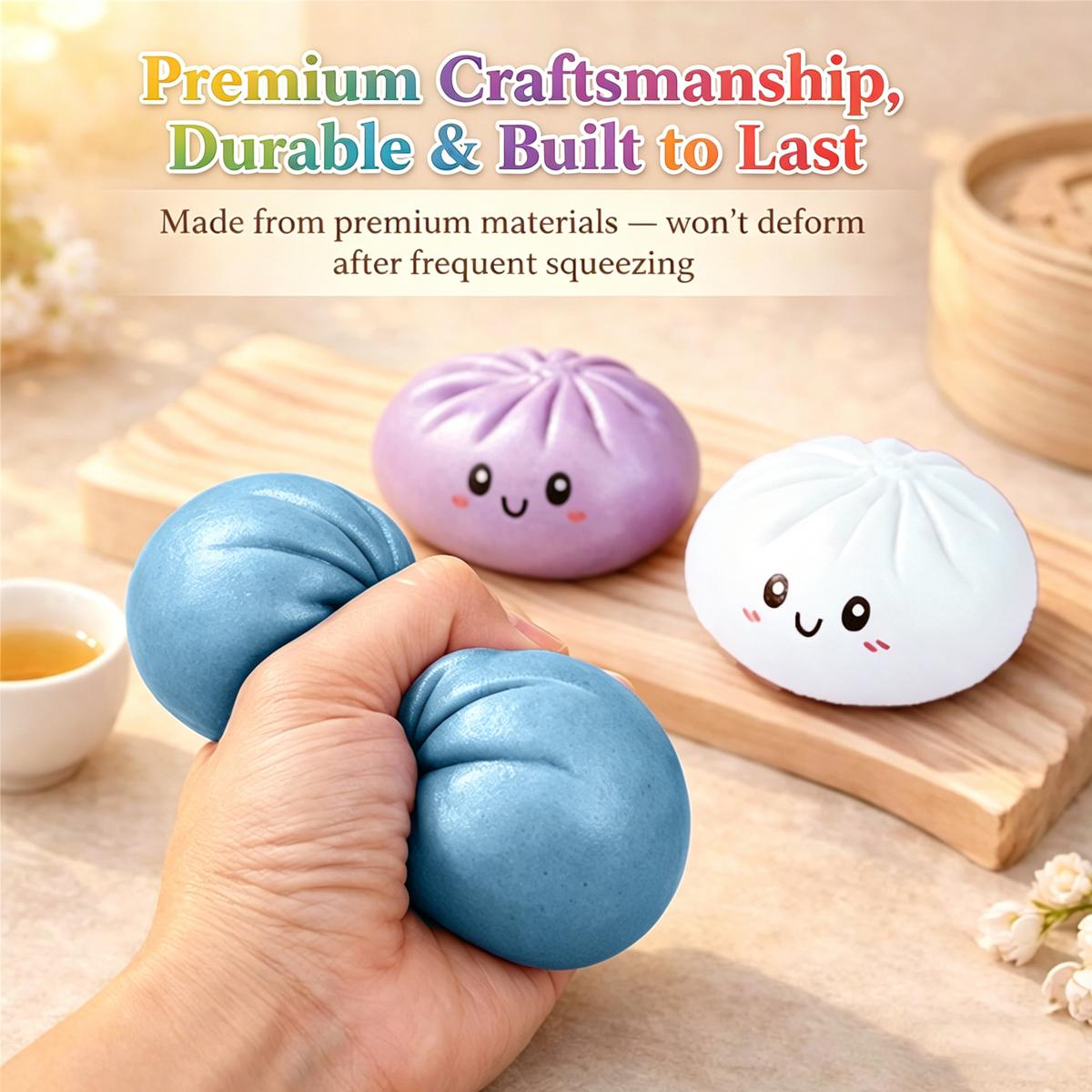 Dumpling Squishy, New Glitter Dumpling Squishy Toys, Squishies Dumplings with Mystery Steamer Box, Stress & Anxiety Relief Toys for Kids & Adults Non-Edible
