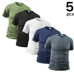 Sleek Short-Sleeve Henley Top with Minimalist Button Detail & Versatile Leisure-to-Casual Silhouette