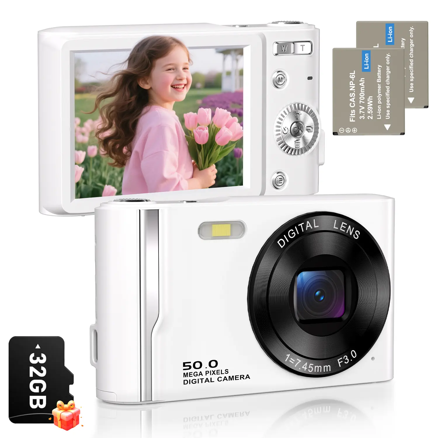 T-JERZENS Digital Camera for Photography ,Portable Vlogging Camera with SD Card,Compact Travel Camera for Boy,Girl,Birthday Christmas Valentine's Day Gift
