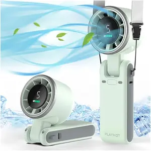 PLAYHOT Portable Handheld Turbo Fan, 5 Gear Wind, Battery Operated, Up to 12 Working Hours, 3 IN 1 Hand Fan with Air Turbo Tech Cooling Fan for Outdoor Activities, Travel, Working