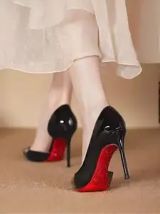 New Plus Size Side Cut Diamond Heel Patent Leather Pointed Toe High Heels, Sexy Elegant Thin Heel Rhinestone Single Shoes