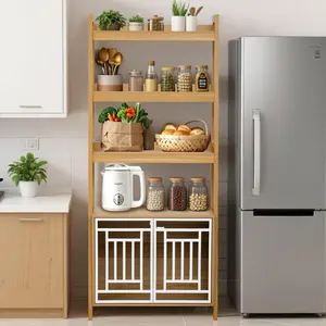 Modern 2 IN 1 Dog Furniture Dog Crate Ladder Bookshelf, Tall Wood Display Shelf  with Storage, Dog Kennel Bookcase for Small-sized Dogs up to 50lbs, 32.5"L