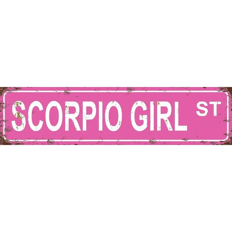 Vintage 16x4 in Scorpio Girl Zodiac Print Hanging Wall Metal Plaque - Sturdy, Rust-free Metal, Durable Decorative Plaque, Easy Install Astrology Wall Art for Home Bedroom Decor