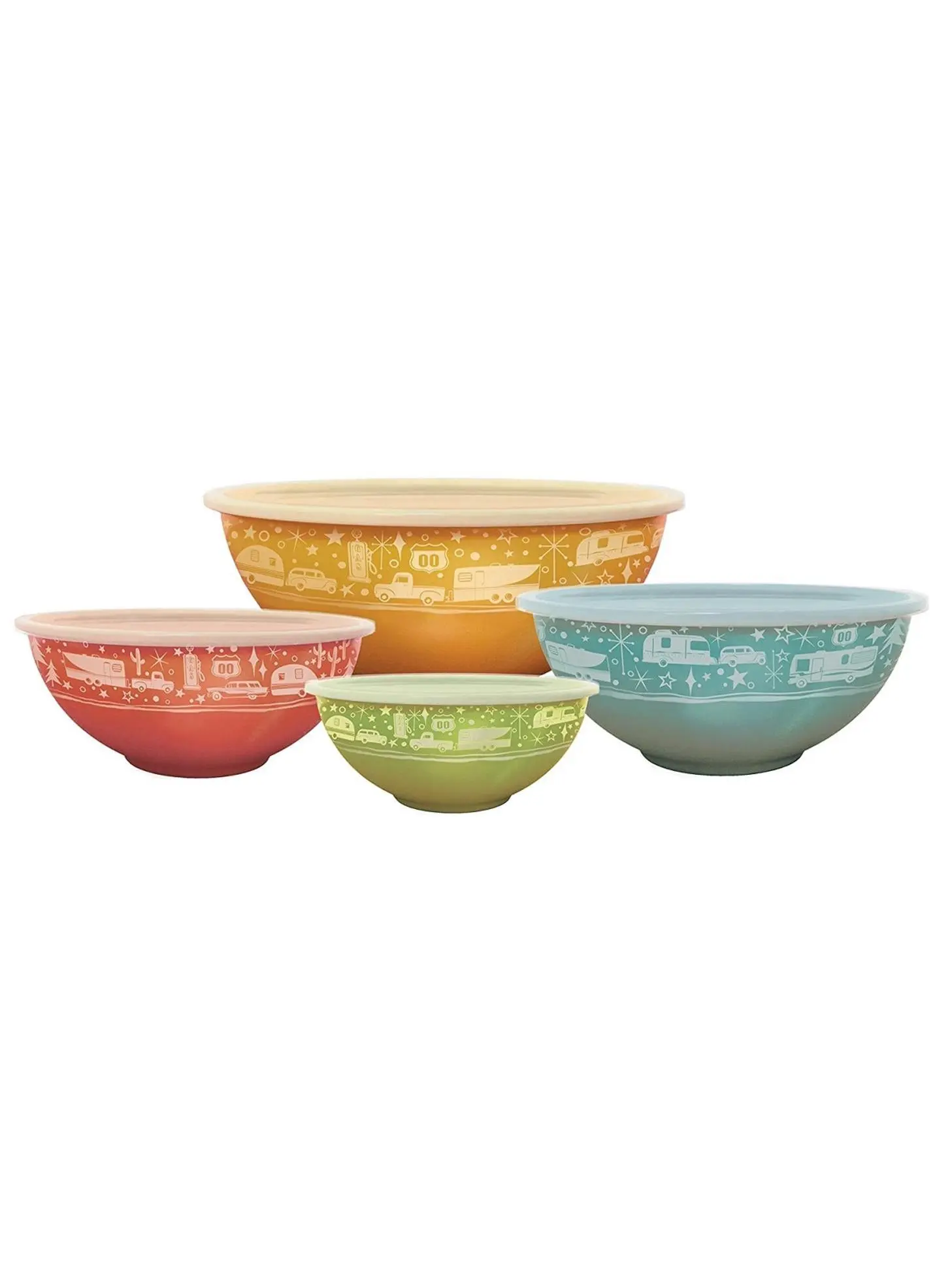Plastic Nesting Bowls with Lids - Set of 4, Kitchen Tableware