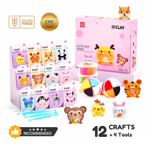 Kids' Non-Toxic Gluten-Free Air Dry Clay Art Kit (Ages 3+), 12-in-1 Beginner-Friendly Craft Materials Set with Tools & Tutorials, Art Kits for 3+ to Adult Crafters, Supports Children Development, Perfect Dessert House DIY Gift for Birthday Parties