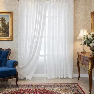 Modern Luxury Farmhouse Leaf Curtains Set of 2, Rod Pocket Installation, Decorative Drapes for Living Room Bedroom Balcony Dining Kitchen
