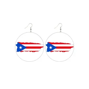Puerto Rico Flag Wooden Earrings