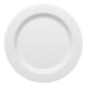 White Pearl String Round Disposable Plastic Dinner Plates (10”)