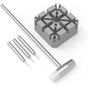 Watch Link  Kit, Watch Band Adjustment Tool with Repair Holder, Double Hand Hammer and 3 Punch Pins (0.8/0.9/1.0mm)