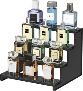 Men's 4-Tier Plastic Cologne Organizer - 9-in Tool-Free Assembly Racks, Vanity Display Shelf for Perfumes, Aftershave & Skincare, 1-Piece Bedroom Home Storage Holder