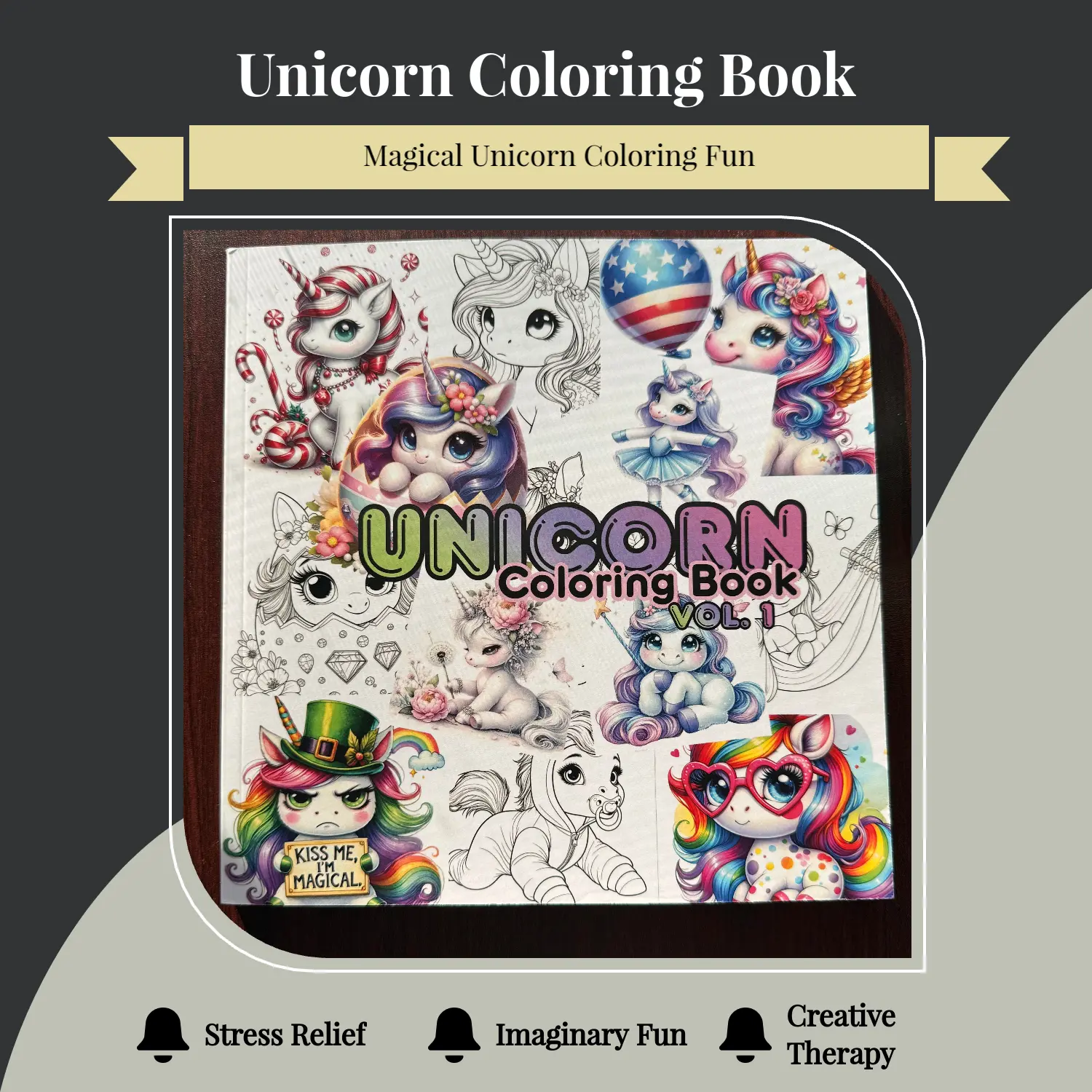 Stress-Relief Unicorn Coloring Pages with Stars & Rainbows - Creative Therapy Art Supplies for Kids & Adults, Boosts Joy & Imagination