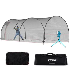 TikTokShopBlackFridayVEVOR Baseball Batting Cage, Softball and Baseball Batting Cage Net and Frame, Practice Portable Cage Net with Carry Bag, Heavy Duty Enclosed Pitching Cage, for Backyard Batting Hitting Training, 22FT
