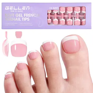 Gellen Toe French Press ons Short Pink 15 Sizes 240pcs Nail Extension Set Nail Tips Kit for Thanksgiving Christmas Singles’ Day Monday gift