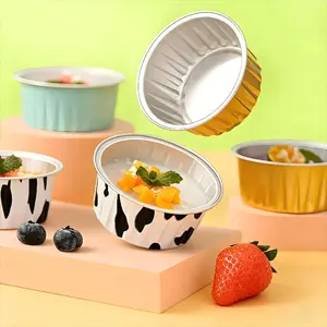 60Pcs 5oz Disposable Aluminum Foil Baking Cups Bakeware - Smooth, Non-Stick Cupcake Liners, Eco-Friendly Oven Dessert Containers (No Lids) for Camping, Muffins, Cakes