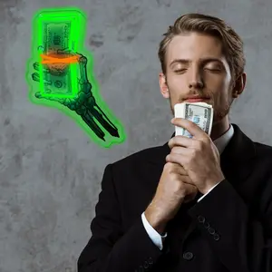 Hand Holding Money Neon Sign, Skeleton Money Led Signs, Birthday Gifts, Neon Lights Sign For Wall, Bedroom Decor, Custom Neon Sign