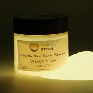 3.53oz(100g) Glow in The Dark Powder, Orange Yellow Base Glows Golden Yellow Luminous Pigment for Epoxy Resin & DIY Crafts