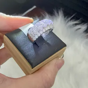 WOMEN RING FULL MOISSANATE STERLING SILVER 925 with 3 layer platinum plating GRA certificate