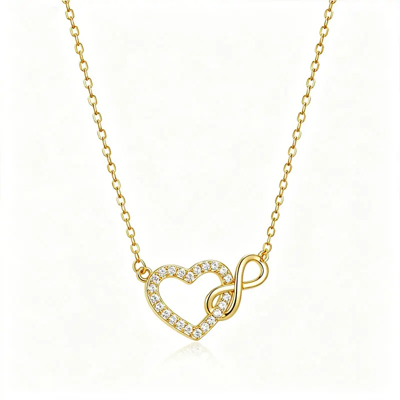 Minimalist luxury stainless steel heart infinity symbol pendant necklace, women's fashion jewellery, suitable for everyday, festive, birthday gifts, parties