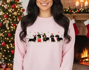 Cute Dachshund Christmas Shirt Dog Lover Holiday Sweater 100% Cotton Unisex Fashion Gift Everyday Comfort T-Shirt