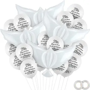 36Pcs White Memorial Balloons & 4Pcs Peace Dove Balloons for Funeral, Remembrance Services