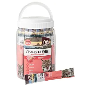 Wild Eats Simply Puree Ahi Tuna 2lb Tub, lickable cat treats, pack of 48 individual high protein tubes